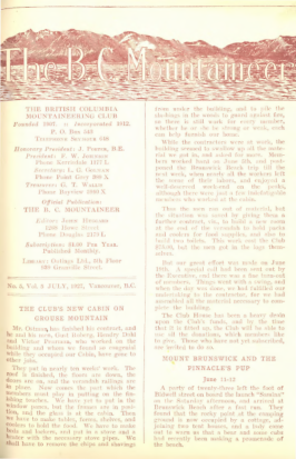 The B.C. Mountaineer 1927 July cover